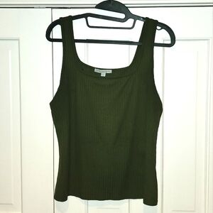 Green Envelope Army Green Ribbed Tank Top Large